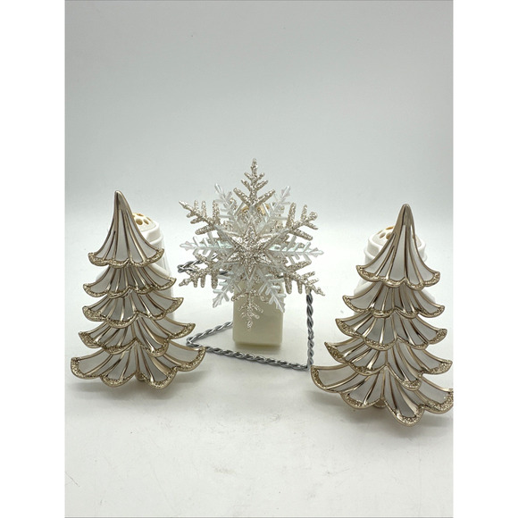 3 Bath & Body Works Christmas Wallflower Plug Ins 2 Christmas Trees Snowflake - Picture 1 of 4